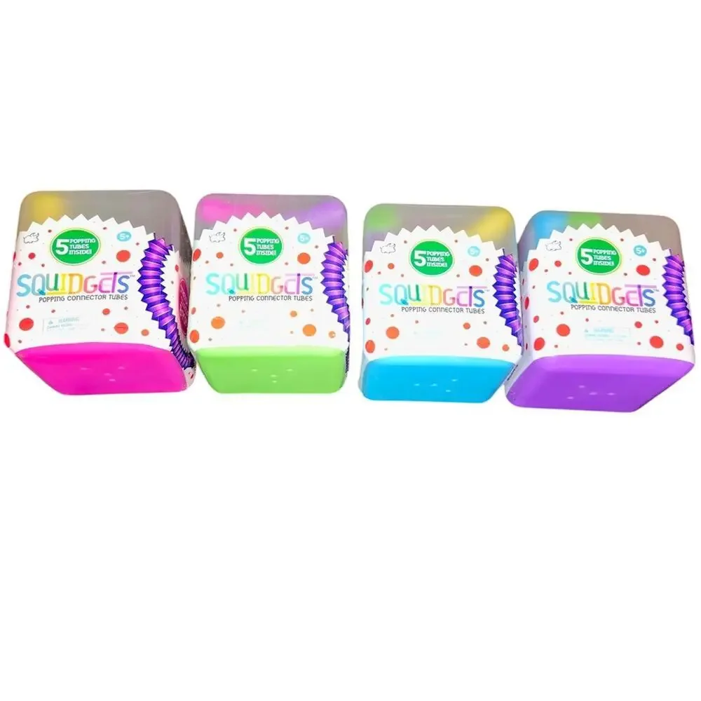 Squidgets Fidget Tubes • 4 Cubes of 5 Mini Pop Tubes • Sensory Toy Set